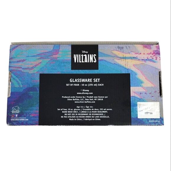 Disney Villains CharactersâPrints 10oz Tumbler Glassware Set of 4 NWT - Picture 17 of 17